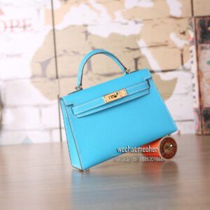 hermes chevre mini kelly II 19cm 7N celeste