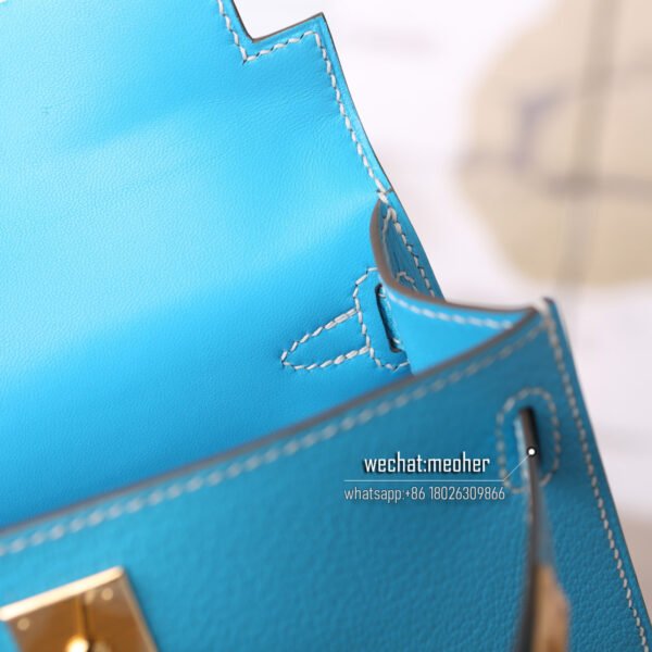 Hermes chevre mini kelly  II 19cm 7N celeste - Image 8
