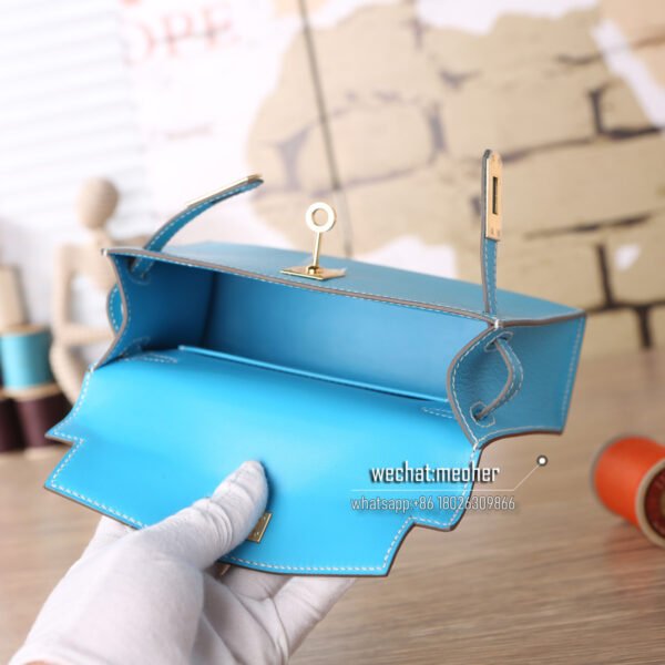 Hermes chevre mini kelly  II 19cm 7N celeste - Image 9