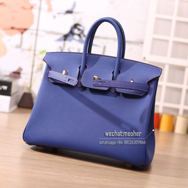 Hermes togo birkin 25cm 9K iris/red inside - Image 2