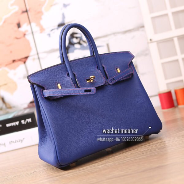 Hermes togo birkin 25cm 9K iris/red inside - Image 3