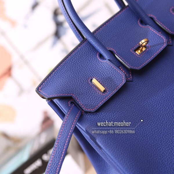 Hermes togo birkin 25cm 9K iris/red inside - Image 4