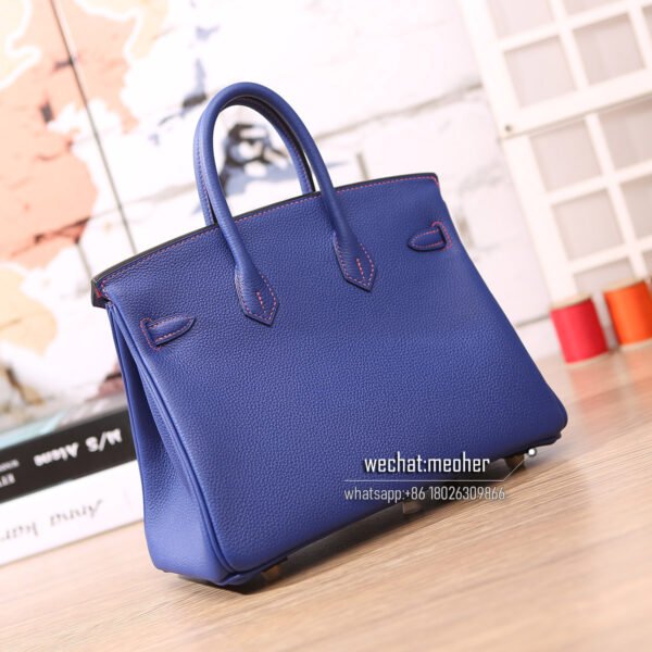 Hermes togo birkin 25cm 9K iris/red inside - Image 5