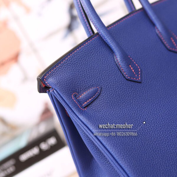 Hermes togo birkin 25cm 9K iris/red inside - Image 6