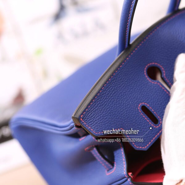 Hermes togo birkin 25cm 9K iris/red inside - Image 7