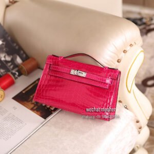 hermes crocodile kelly pochette Ferrari red