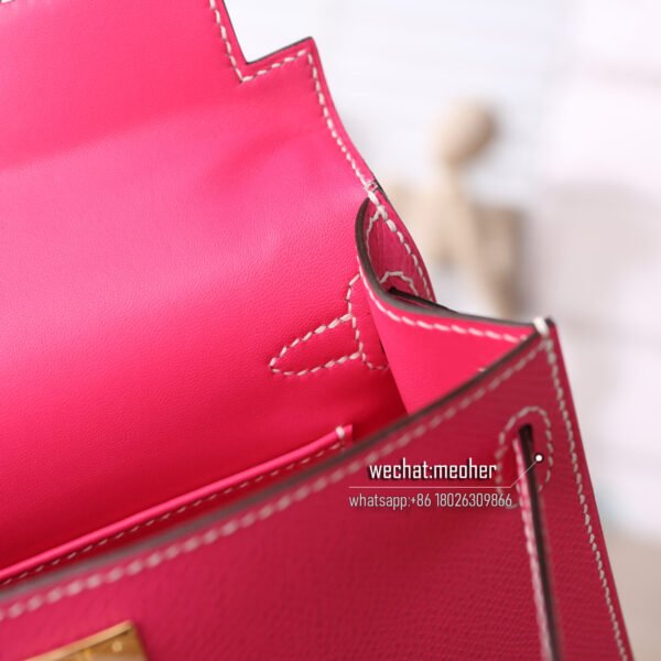 Hermes epsom mini kelly II 19cm E5 rose tyrien - Image 6