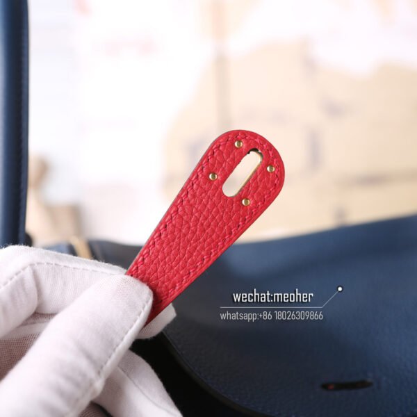 Hermes Lindy 30cm togo 2r blue agate/red inside - Image 3