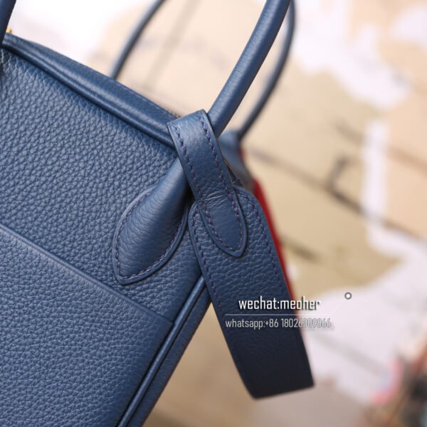 Hermes Lindy 30cm togo 2r blue agate/red inside - Image 5