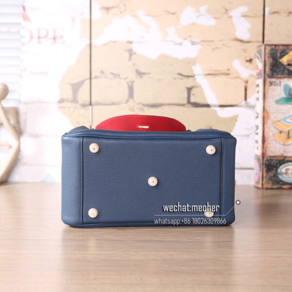 Hermes Lindy 30cm togo 2r blue agate/red inside - Image 6