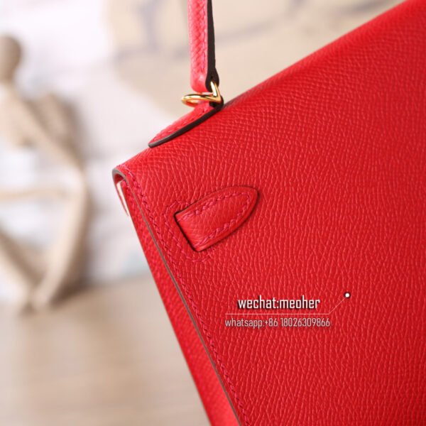 Hermes epsom mini kelly II 19cm q5 rouge casaque - Image 3
