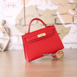 hermes epsom mini kelly II 19cm Q5 rouge casaque