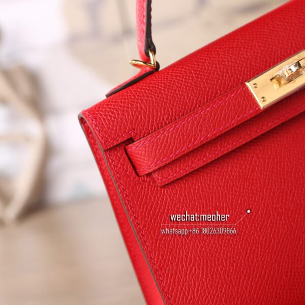 Hermes epsom mini kelly II 19cm q5 rouge casaque - Image 4