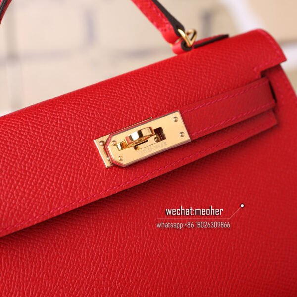 Hermes epsom mini kelly II 19cm q5 rouge casaque - Image 5