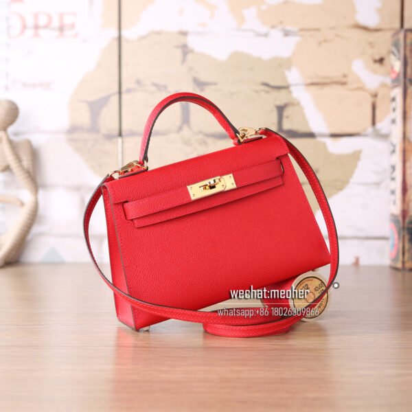 Hermes epsom mini kelly II 19cm q5 rouge casaque - Image 6