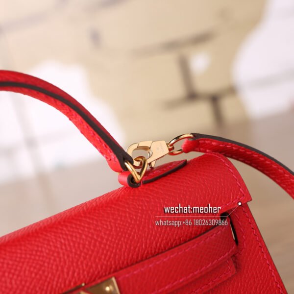 Hermes epsom mini kelly II 19cm q5 rouge casaque - Image 7