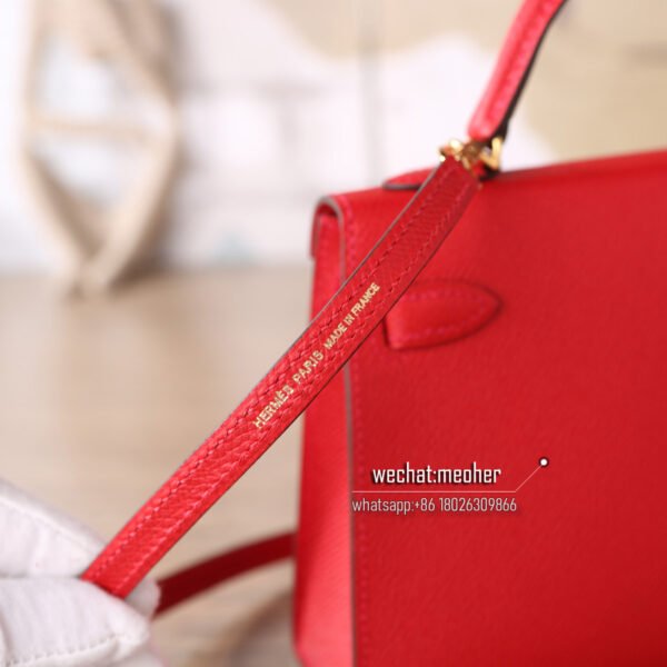 Hermes epsom mini kelly II 19cm q5 rouge casaque - Image 8
