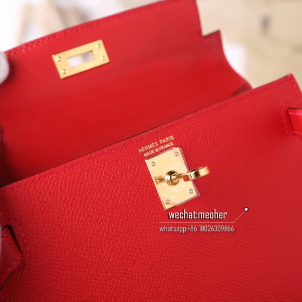 Hermes epsom mini kelly II 19cm q5 rouge casaque - Image 9
