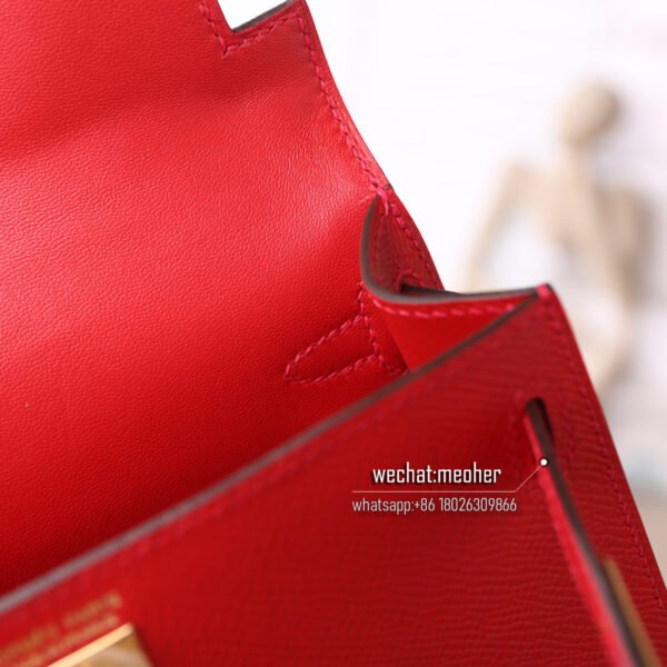 Hermes epsom mini kelly II 19cm q5 rouge casaque - Image 10