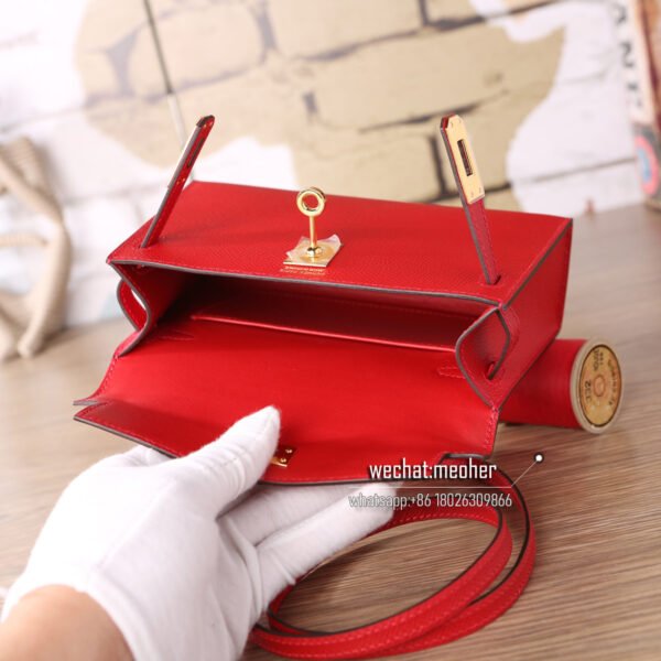 Hermes epsom mini kelly II 19cm q5 rouge casaque - Image 11