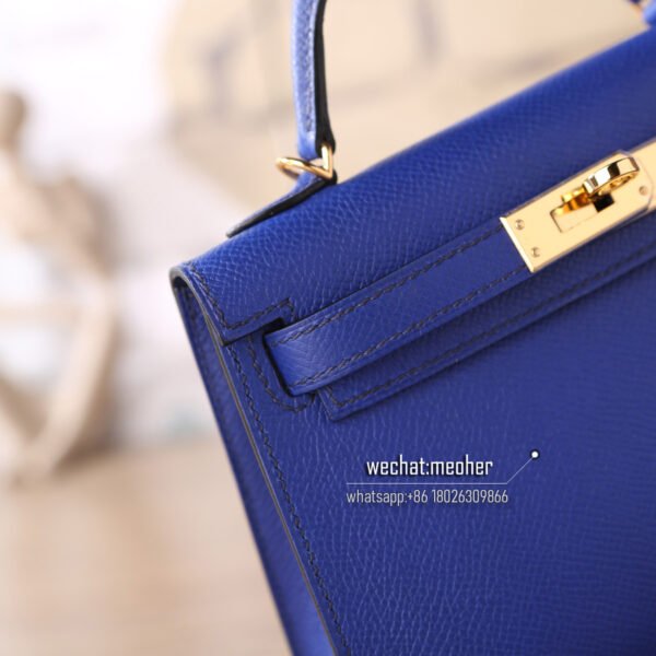 hermes epsom mini kelly II 19cm 7t bleu electrique - Image 2