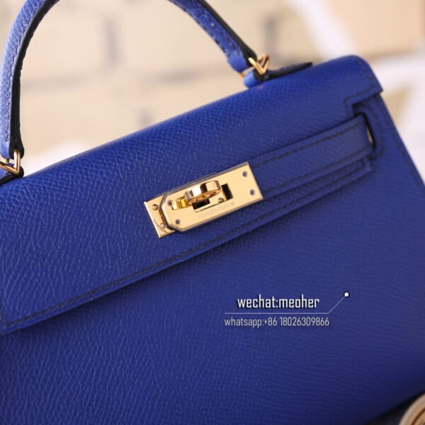 hermes epsom mini kelly II 19cm 7t bleu electrique - Image 4