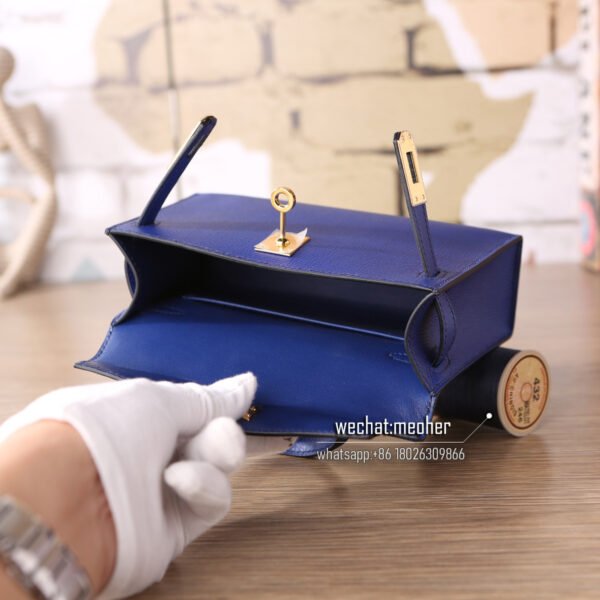 hermes epsom mini kelly II 19cm 7t bleu electrique - Image 6