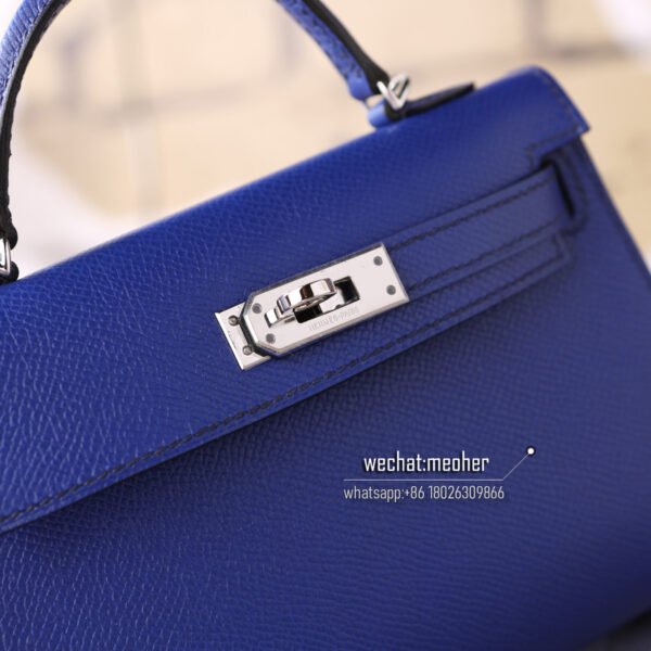 hermes epsom mini kelly II 19cm 7t bleu electrique - Image 11
