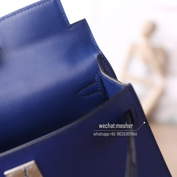 hermes epsom mini kelly II 19cm 7t bleu electrique - Image 12