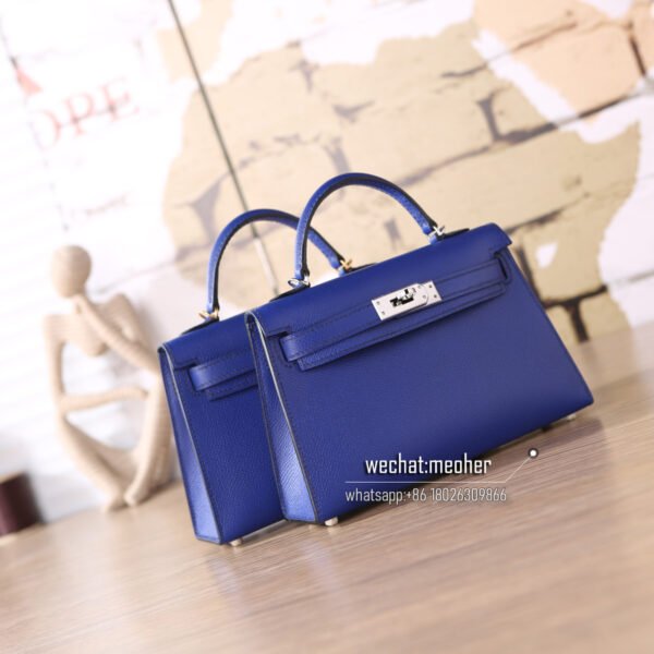 hermes epsom mini kelly II 19cm 7t bleu electrique - Image 14