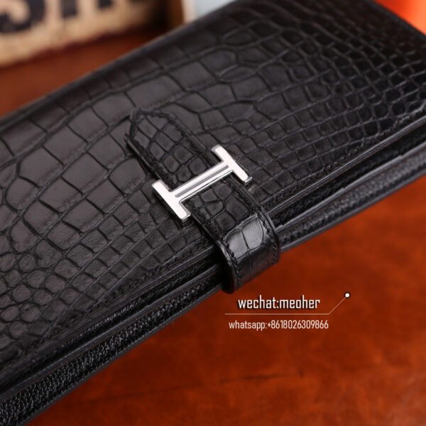 Hermes matte crocodile bearn wallet ck89 noir - Image 5