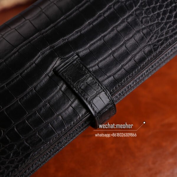 Hermes matte crocodile bearn wallet ck89 noir - Image 4