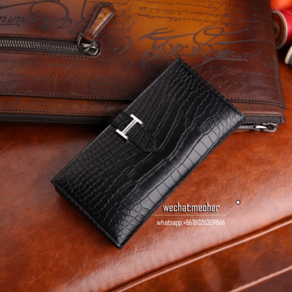 Hermes matte crocodile bearn wallet ck89 noir - Image 3