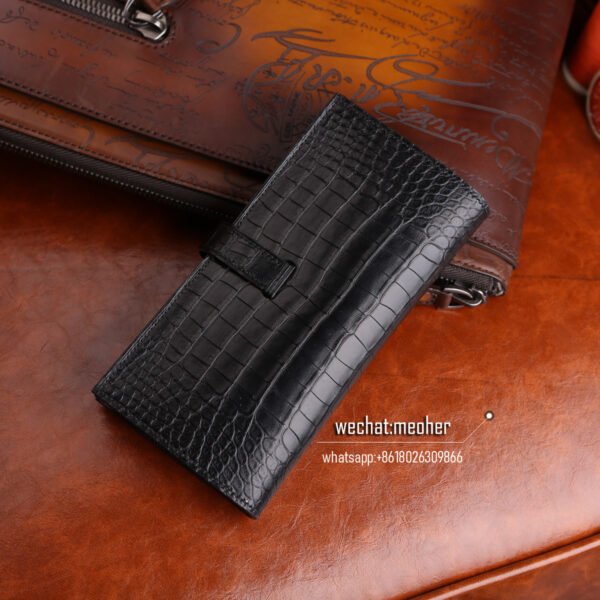 Hermes matte crocodile bearn wallet ck89 noir - Image 2