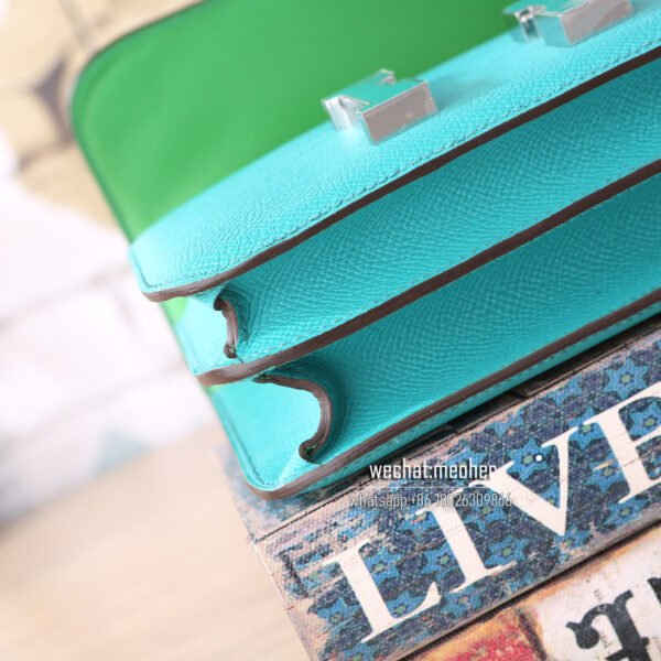 Hermes epsom constance 19cm 7F bleu paon enamel clasp - Image 5
