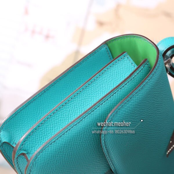 Hermes epsom constance 19cm 7F bleu paon enamel clasp - Image 6