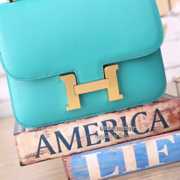 Hermes epsom constance 19cm 7F bleu paon GHW - Image 2
