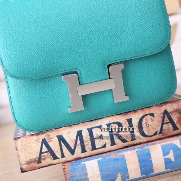Hermes epsom constance 19cm 7F bleu paon GHW - Image 11