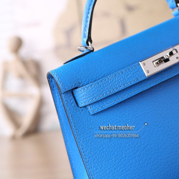 Hermes chevre mini kelly II 19cm t7 bleu hydra - Image 2
