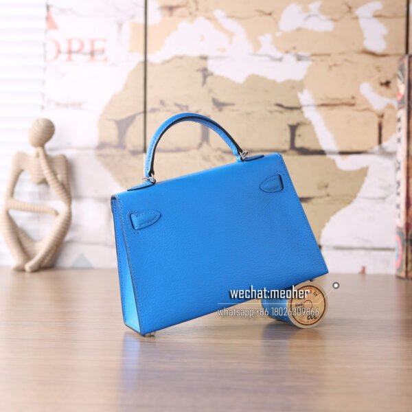 Hermes chevre mini kelly II 19cm t7 bleu hydra - Image 3