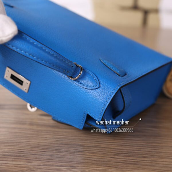 Hermes chevre mini kelly II 19cm t7 bleu hydra - Image 6