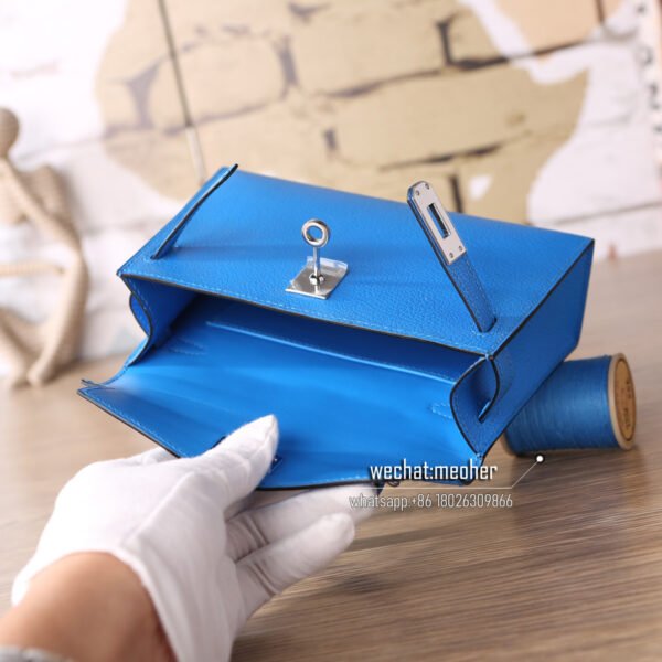 Hermes chevre mini kelly II 19cm t7 bleu hydra - Image 7