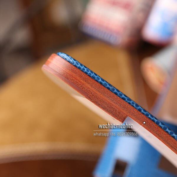 Customized Hermes oran sandal lizard leather blue - Image 6