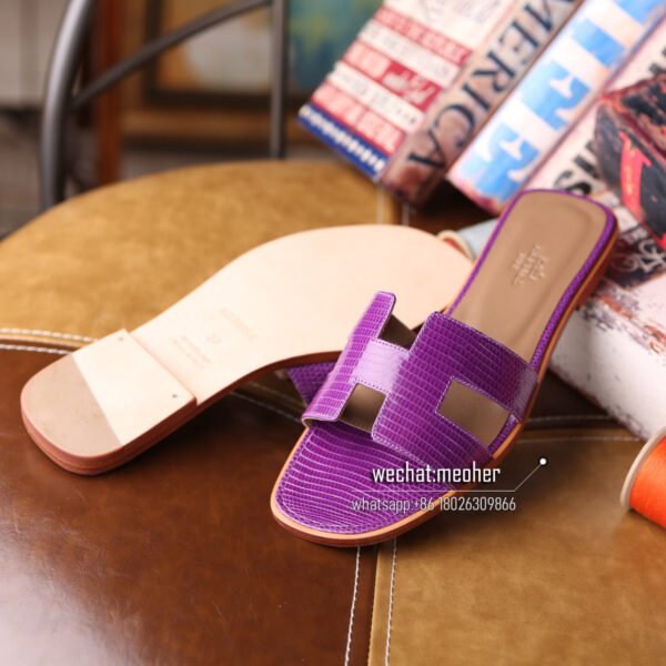 Customized Hermes oran sandal lizard leather anemone - Image 2