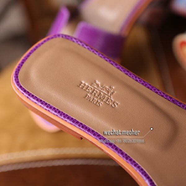 Customized Hermes oran sandal lizard leather anemone - Image 5