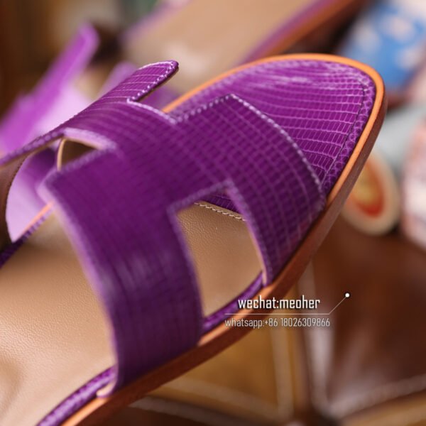 Customized Hermes oran sandal lizard leather anemone - Image 6