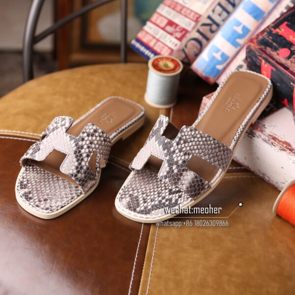 Customized Hermes oran sandal python leather white - Image 3