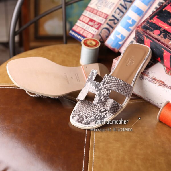 Customized Hermes oran sandal python leather white - Image 4