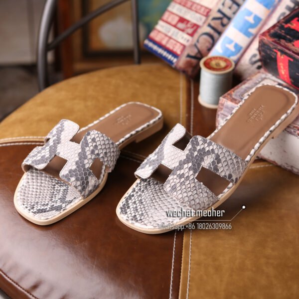 Customized Hermes oran sandal python leather white - Image 9