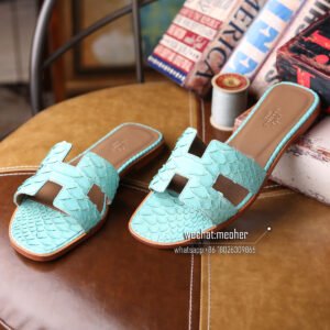 hermes python leather oran sandal